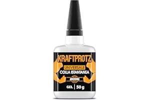 Colla istantanea in gel extra forte 50 g – Supercolla XXL con ago dosatore – trasparente, non cola, impermeabile e resistente al calore – adesivo per plastica, legno, metallo, vetro – KRAFTPROTZ ARKA