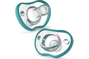 NANOBÉBÉ Nanobebe Baby Soothers 3+ Month - Orthodontic, Curves Comfortably with Face Contour, Award Winning for Breastfeeding Babies, 100% Silicone - BPA Free. Perfect Baby Gift 2pk, Teal