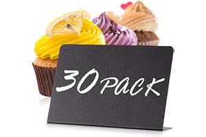 IRICUS 30 Pz Mini Pizarras 10x7 cm para Mesa - para Decoración de Bodas - Cumpleaños - Bares y Fiestas - Mini Carteles de Pizarra - Mini Letreros de Pizarra