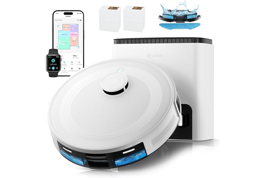 Lefant M2 Plus Robot Vacuum Cleaner with Mapping, 6000Pa Suction, Automatic Emptying, Laser Navigation dToF, PSD Obstacle Avoidance, Custom Cleaning, Alexa/APP/WiFi