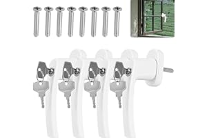 HOMURY 4 tiradores de ventana de aluminio: tirador de ventana con cerradura, mango de seguridad para ventana, mango de aluminio macizo con 8 tornillos para ventanas, puertas de patio y puertas de