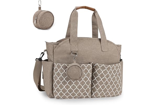 Bizcasa Sac à Langer pour Bébé, 13 poches, Rangements multiples, Sac à Couches de Voyage avec Bandoulière, Grande Capacité pour Maman et Papa (Kaki)