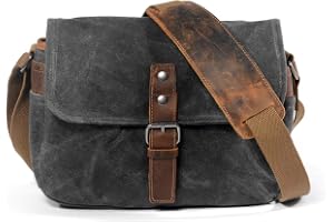 FUNSEED Vaxad kanvaskameraväska för kvinnor män med vattentät design, kompakt crossbody-fodral för DSLR/SLR/spegelfria kamero