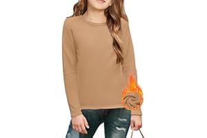 Arshiner Long Sleeve T-Shirt for Girls Plain Crew Top Basic Stretch Tee Slim Casual Thermal Sweatshirt Kids Clothes 5-12 Years