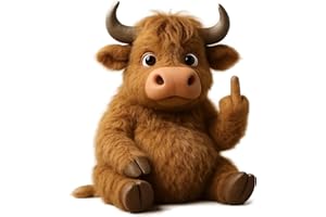 XUANXUANQZ Niedliche Plüsch-Mittelfinger-Hochlandkuh, kleines Plüschtier mit rebellischem Mittelfinger, für Büro & Zuhause (Hochlandrinder)