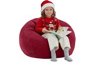 Nobildonna Pouf per bambini e adulti, solo fodera (senza imbottitura) per divani di peluche, 110 x 89 cm (rosso vino)