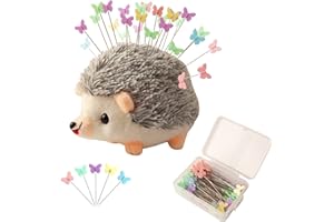 CICILIAYA Hedgehog Shape Pin Cushion, Cute Pincushions Sewing Kit Accessories Supplies Needle Cushions Holder with 100Pcs Colored Ball Heads Straight Fabric Pins for Jewelry Quilting DIY Crafts (Gray)