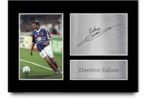 HWC Trading A4 Zinedine Zidane France Cadeaux imprimés photo autographe signée pour les fans de football et les supporters - A4