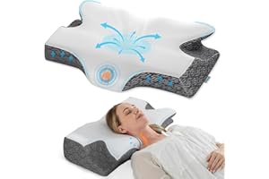 ‎ELVIROS Elviros Orthopädisches Kissen Memory Foam, Ergonomisches Nackenkissen Kopfkissen für Seitenschläfer,Nackenstützkissen Kühlender Abnehmbarem Kissenbezug für Rücken und Bauchschläfer