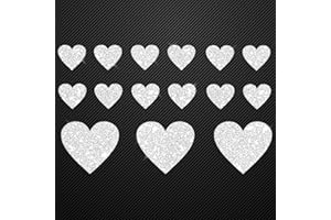 ‎GLITZERDEALS Glitzerdeals Bügelbild Glitzer Set 15 Herzen in Glitzer silber Glitzerbild zum Aufbügeln Herzen Glitzerflex Herz Bling Aufbügler Herzen