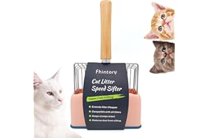 FHINTORY Pelle Litiere Chat Metal, Pelle à Litière pour Chat pour Chat avec Support, Pelle à Chat en Métal 7mm, Pelle à Litière avec Manche en Bois pour Le Nettoyage des Animaux Domestiques, Chiens, (Rose)