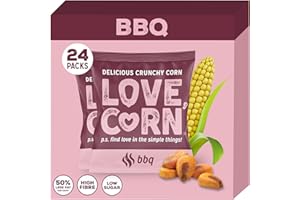 LOVE CORN: Barbecue (BBQ) | Roasted Crunchy Corn - Gluten-Free - Plant based & Vegan - Healthy Snack - Low Calorie - (Box of 24 bags, 20g each)