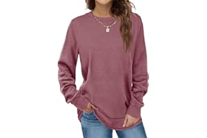 EUHOM Damen Sweatshirt Pullover Basic Langarmshirt Oversize Rundhals Langarm Pulli Herbst Winter Casual Oberteile Tops für Leggings