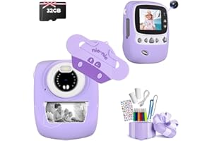 SENDI Aparat cyfrowy dla dzieci, 1080p, 2,0", z kartą 32 GB, aparat natychmiastowy z kolorowymi pisakami, prezent dla 3, 4, 5, 6, 8, 7, 9 lat, dla chłopców i dziewczynek, niebieski, czerwony