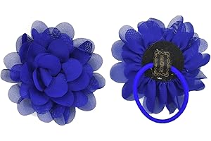 PrettyBoutique Girls Kids Women Chiffon Flower Hair Band Ponio Elastic Ponytail Bobble Accessories (7cm, Royal Blue)