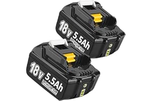 2X 18V 5.5Ah/5500mAh Ersatzakku für makita Kompatibel BL1860B BL1850B BL1840 BL1830 BL1815 BL1845 BL1890 BL1415 BL1430 BL1440 BL1835 194205-3 LXT-400 with LED Werkzeugakku.