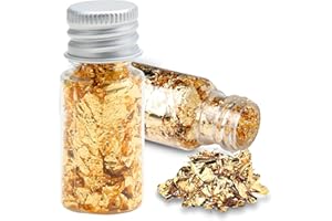 OHLING Gold Leaf Flakes 2 Pcs Edible Gold Leaf 24 K Decorative Gold Foil Sprinkles Metallic Gilding Paper for DIY Craft Decorating Foil Leaf Sheet Multi Cupcake Cake Toppers for Cooking Chocolate Makeup Nail