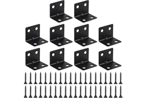SMLOPLOM Staffe Angolari, 10 Pezzi Squadrette in Acciaio Inox, 31x31x38mm Angolare in Metallo per Il Collegamento di Mobili ecc, Nero