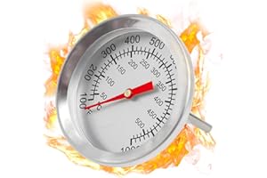 CUBE-LED Stainless Steel BBQ Smoker Grill Thermometer - Precise Temperature Gauge for Accurate Readings up to 500℃ (White)