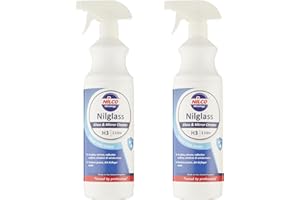 Nilco Set of 2 Nilglass Professional H3 Glass Mirror Cleaner 1 Litre - Trigger Spray Bottle For Cars Homes Window Cleaning No Smears Quick Easy to Use Also Very Good on Chrome - TWO PACK