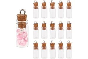 Jeffdad 15 mini botellas de vidrio con corcho, mini botella de cristal transparente para deseos, pequeños tarros de vidrio para proyectos de arte y manualidades, decoración de joyas, recuerdos de boda