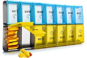 MOSSIME Portapillole Settimanale, Grande Portapillole Giornaliero 7 Giorni Pill Box 14 Scomparti Grande Stampa Porta Pastiglie Giornaliero per Vitamine, Olio Di Pesce per Gli Anziani Viaggio Uso Domestico