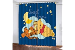 Bfrdollf The Pooh Bear Vorhang gardine Verdunkelungsvorhang, Verdunkelungsvorhang-Set The Pooh Bear 2er Set für Kinderzimmer (183 x 160 cm(2X91X160cm),6)