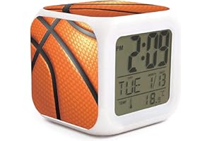 HUA5D Reveil Numerique Enfant Veilleuse Basketball Cadeau d'anniversaire Ado Garcon Fille,Reveil Digital Wake Up Light avec 7 Couleurs Changer La Date Affichage De La Température Veilleuse A410