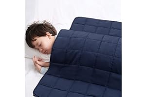 ‎RECYCO RECYCO Kinder Gewichtsdecke 2,3kg 90x120cm Schwere Bettdecke aus Baumwolle mit Glasperlen Therapiedecke Schlafhilfe Stressabbau für Kinder und Jugendliche (Marineblau)