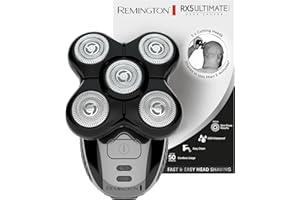 Remington Electric Head Shaver for Bald Men (5 Cutting Heads, Skin Close Results, 0.2mm), (Waterproof, Detail Trimmer, 50-Minute Runtime, Easy Clean Hair Pocket, Travel Pouch) Electric Razor - XR1501
