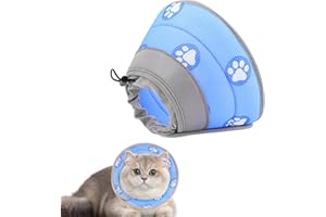 XDGBGFN Halskrause Katze Halskrause Katze Weich Einstellbarer Katzen Halskrause Faltbaren Katzenkragen Halskrausen für Katzen, Schützen Sie die Wunde, Nach Operationen und Verletzungen (Blau, M)