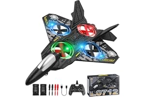 Henakmsl RC Flugzeugs, 2.4GHz Ferngesteuertes Flugzeug L0712 Quadcopter Schwebendes Kampfflugzeug RC Flugzeug RTF für Anfänger/Kinder/Erwachsene, AFlugzeugspielzeug mit Farbigen Lichtern USB-Ladung