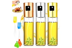 LIVESTN Pulverizador Aceite,3Pcs Spray Aceite Cocina,Vaporizador Aceitera 100ML Vaporizador Aceite de Oliva,Spray Aceite para Freidora de Aire con 2 Pincel y 2 Embudo,para Cocinar,Hornear,BBQ