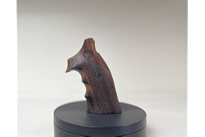 DEEP GRIPS Smith Wesson K/L – Rückseite mit offenem Rahmen, gemusterte Walnussgriffe mit quadratischen Spitzen und geprägten Logo-Pailletten