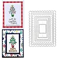 7pcs/Set Rectangle Frame Metal Die Cuts, Scallops Stitched Rectangle Nesting Frame Tag Background Cutting Dies Cut Stencils for DIY Scrapbooking Album Decorative Embossing Paper Dies Card Making