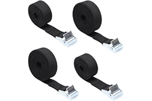 FRALNFIT 4Pcs Tie Down Straps, Metal Cam Buckle Lashing Straps 0.79 * 39.37Inch & 0.79 * 78.74Inch, Adjustable Heavy Duty Tension Belts, Ratchet Straps for Cargo Motorcycle Truck Van Bicycle Packing Fastening