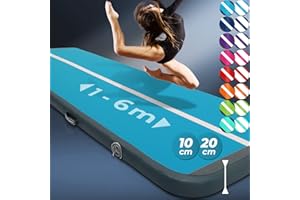 VENDOMNIA Airtrack Matte, 10/20cm hohe aufblasbare Gymnastikmatte in Länge 1/2/3/4/5/6/7/8 m, mit elektrischer Pumpe & Tasche, Tumbling Matte, Turnmatte, Trainingsmatte, Fitnessmatte, Sportmatte,Yoga