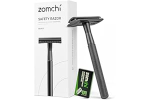 ZOMCHI Golarka dla mężczyzn lub kobiet, maszynka do golenia z 5 ostrzami, pasuje do wszystkich żyletek z podwójnym ostrzem, bez plastiku (czarna)