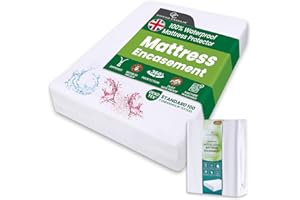 GC GAVENO CAVAILIA Premium Mattress Encasement King | 30cm Deep Waterproof Mattress Protector | Anti-Allergy Zipped Mattress Cover | Bed Bug Dust Mite Proof | King Size Mattress Protector | White