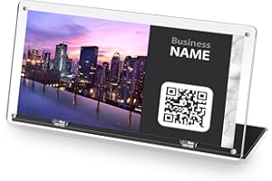 Thyle Acrylic QR Code Stand Adjustable Foldable Slant Back Sign Holder Clear QR Code Sign Paper Display Stand with Black Base for Business Social Media Payment Office Store Restaurant Home Wedding