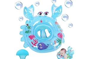 CYCFMYYLY Baby Swimming Float, Pool Inflatable Ring Bath Float with Safety Seat and Handle Helps Age of 3-36 Months Learn to Kick & Swim Float(Crab Blue)