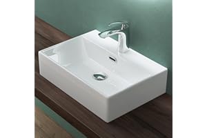 Mai & Mai Vasque à Poser 51x36x13cm Lavabo en Céramique Blanc Rectangulaire avec Nano-Revêtement BR206