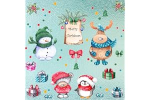 WandSticker4U® - Obrazki na okno, Boże Narodzenie, zwierzęta, samoprzylepne, dekoracja bożonarodzeniowa, na okno, zima, bałwanek, sarna, do pokoju dziecięcego (wielokrotnego użytku)