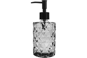 Topsky Glass Soap Dispenser with Plastic Pump, 330ml Liquid Hand Soap Dispenser, Rustproof Pump for Kitchen & Bathroom, Great for Lotions, Essential Oil, Liquid Soaps (Black)