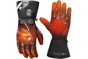 KEMIMOTO Guanti Riscaldati Moto Uomo, Ricaricabili Guanti Invernali Impermeabili Touch Screen con 3000 mAh Batterie, Adatti da -20°C a -5°C, Ideali per Motociclismo e Ciclismo