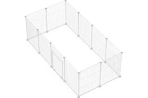 LANGXUN Kojec dla małych zwierząt z drzwiami – klatka dla królików i świnek morskich, wybieg dla szczeniaków i kotków, przenośny, metalowy drut do użytku wewnątrz i na zewnątrz (43 x 32, 12 szt