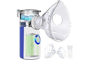 BIAOQINBO Aerosol Portatile Silenzioso,Ricaricabile Ultrasuoni Macchina Aerosol per Adulti e Bambini,USB-C Nebulizzatore Aerosol con 2 Maschere e Boccaglio,2 Modalità Regolabili