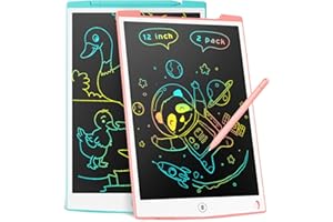 [2 Pack] LCD Schreibtafel 12 Zoll, Genialba Buntes LCD Schreibtablett, LCD Writing Tablet, Elektronischer Tablette, Grafiktablett für Kinderspiele 2 3 4 5 6 7 Jahre Jungen Mädchen (2 Einzelpackungen)
