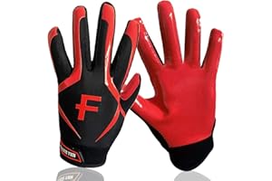 FINGER TEN American Football Gloves Youth Kids Ultra Tack Sticky Non-Slip Palm Receivers, Rugby Gloves for Boys Girls Flexible Stretch Protection Waterproof Professional Fit Children Age 5-14