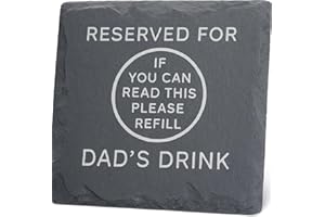 BESTAFIESTA Gift For Dad Xmas Stocking Filler Gifts For Him Secret Santa Present Idea For Him Black Slate Drinks Coffee Coaster Funny Dad Joke Gifts Beer Matt